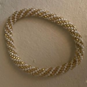 Gold & white woven bracelet